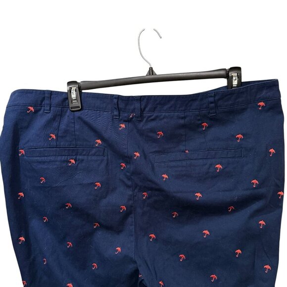 ModCloth Womens Embroidered Navy Pants With Pink Umbrella Pattern Size 24 - Picture 4 of 7